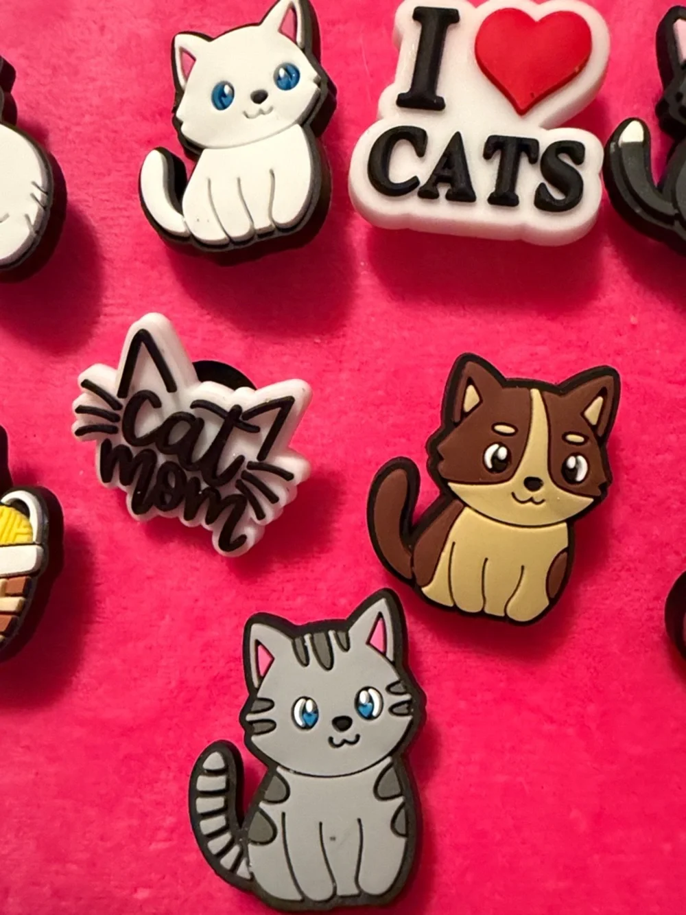 Cat Charm Shoe Accessories Set - Pink Cat Designs -12